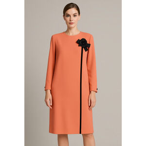 Vintage William Pearson Dress Womens 12 Long Sleeve Lined Bow 90s